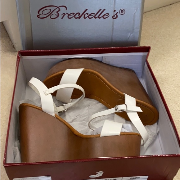 Breckelle’s from Libby Story White Strappy Wedges - Picture 4 of 5